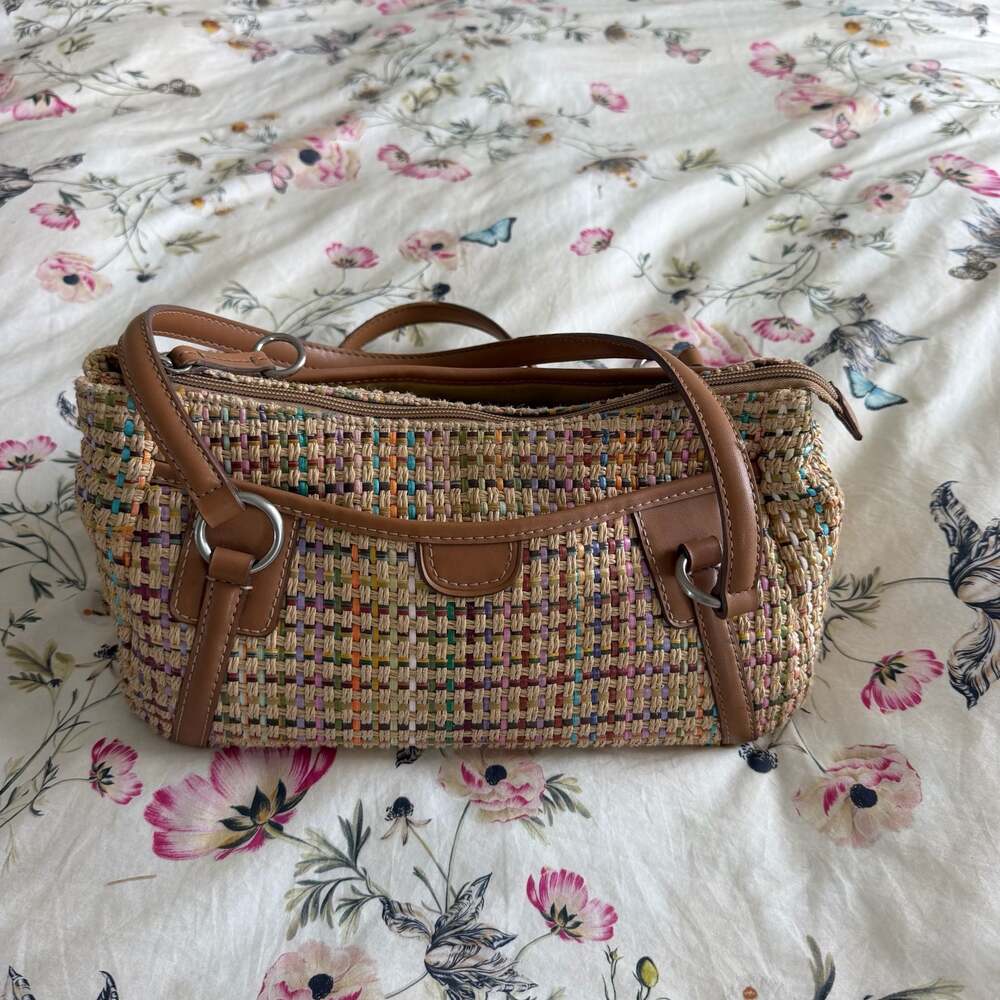 Fossil Multicolor Woven Jute Shoulder Bag